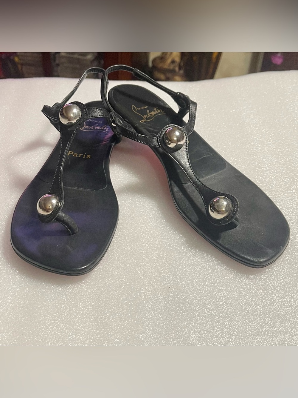 Christian Louboutin calfskin Jurassic nappa planet ball thong sandals - Picture 2 of 15